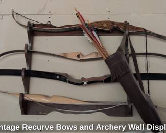 Vintage Recurve Bows and Archery Wall Display