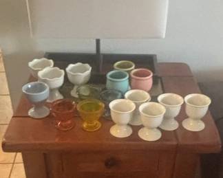 Vintage Colored Glass Pedestal Egg Cups