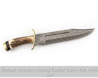Vintage Wooden Display Coffee Table with Knife Set third image