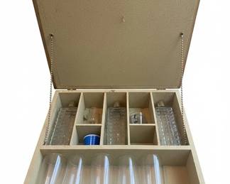 Vintage Portable Bar Set with Decanters and Glasses