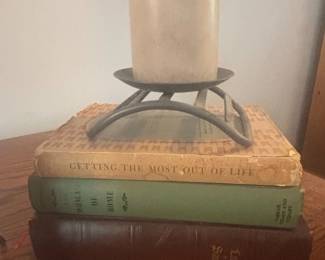 Vintage Decorative Book Stack with Candle Holder