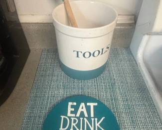 Ceramic Utensil Holder with TOOLS text