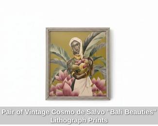 Pair of Vintage Cosmo de Salvo Bali Beauties Lithograph Prints second image