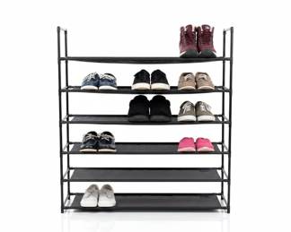 Tier Metal and Fabric Shoe Rack