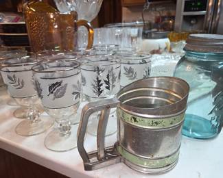 Vintage Libbey Silver Foilage glass set