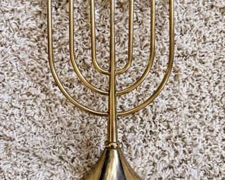 Vintage Hadany Studio 2001 seven-branch brass menorah from Jerusalem, Israel. Hand-finished with original maker's labels intact. A beautiful Holy Land souvenir and meaningful piece of Judaica, perfect for display or collection.