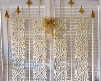 Stunning decorative iron architectural panel with fleur-de-lis accents—perfect as wall art, a headboard, or garden décor.