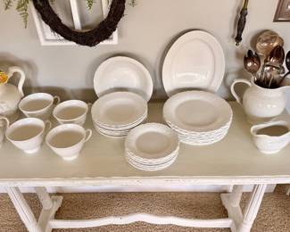 Classic white embossed dinnerware and serving pieces with a timeless design that's perfect for everyday use or entertaining.