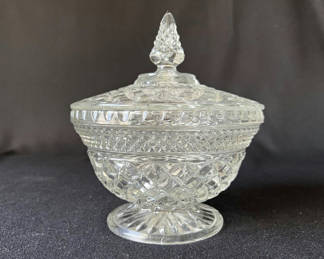 Lot 56: Vintage Crystal cut-glass lidded candy dish and decorative plate