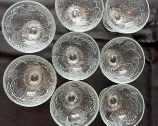 Lot 11: Eight grape-embossed coupe glasses