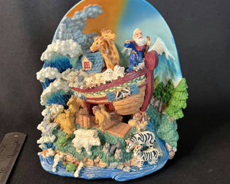Lot 156: Noah's Ark Diorama on Music Box Pedestal and Musical Nativity Scene in Book