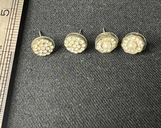 Lot 111: Pearl and Crystal Jewelry Set with Studs, Hoops, and Bracelet