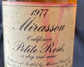 Lot 5: 1977 Mirassou Petite Rosé wine bottle