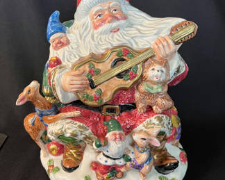 Lot 157: Vintage Santa with Guitar Cookie Jar and ceramic Angel