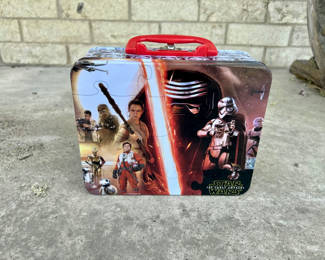 Lot 47: Vintage Star Wars lunchbox with Force Awakens artwork