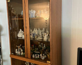 Lot 158: Vintage wood display cabinet and metal book shelf
