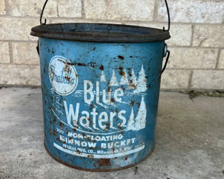 Lot 45: Antique metal bait buckets and enameled pot
