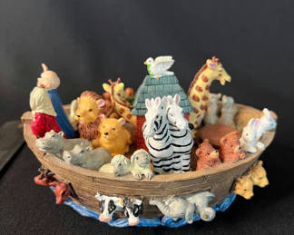 Lot 155: Vintage 1994 Ranger International Noah's Ark Miniature Figurine Set and Ceramic Nativity Set