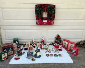 Lot 63: Vintage Assorted Christmas Nativity Figures and Holiday Decor
