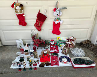Lot 64: Assorted Christmas decor and holiday mugs