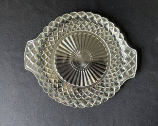 Lot 54: Crystal Glass Dish with Matching Creamer and Grape glass dish