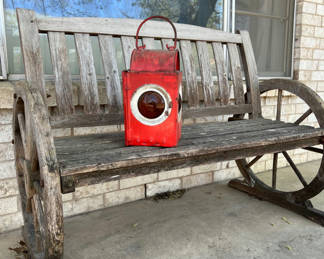 Lot 38: Vintage red metal railway signal lantern