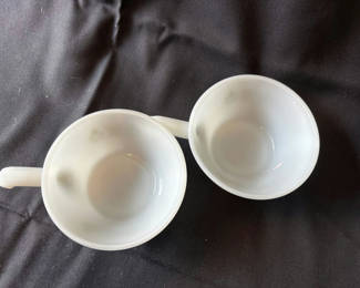 Lot 4: Mid-century, Milk Glass "Anchor Hocking Fire King" handled soup bowls