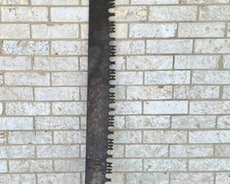 Lot 46: Antique long hand saw with wooden handle