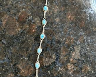 Sterling Silver bracelet with Larimar blue gemstones, was $50, NOW $38