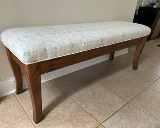 Bench with Blue & Cream fabric, 54"L x 18"D x 21"H,  $115