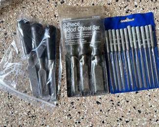 Chisel set (3),  was $6, NOW $5.  3 piece wood chisel set, was $6, NOW $5.  Needle file set, was $6, NOW $5.  