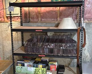 Metal shelving, lamps, misc.