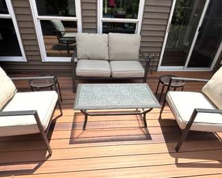 BUY IT NOW! $450.00. Patio Loveseat/two chairs w/cushions & patio coffee table 24" x 42". Call Jan at 314 960-5700