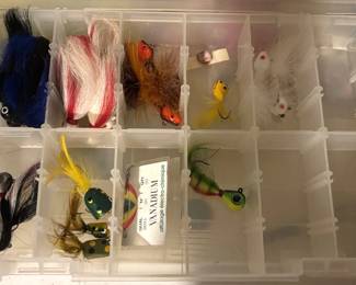 Box of fishing lures.