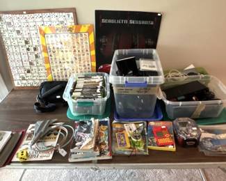 Various video games and equipment.