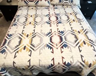 Pendelton bed cover and pillow cases.