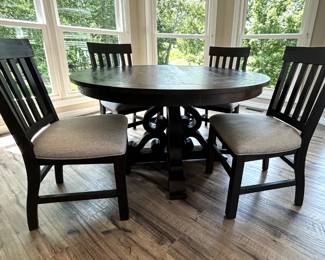 BUY IT NOW! $550.00. 54" dia. pedestal table w/four cushioned slat back chairs. Call Jan at 314 960-5700