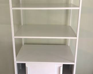 BUY IT NOW! $125.00. White metal shelf w/2 doors (w/lock) 31 1/2" W x 21 1/2" D x 70" H. Call Jan at 314 960-5700