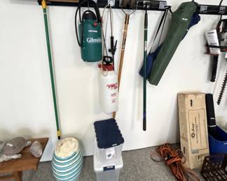 Variety of yard and garden equipment.