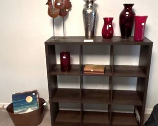 9 bay shelf and home decor.