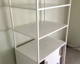 BUY IT NOW! $125.00. White metal shelf w/2 doors (w/lock) 31 1/2" W x 21 1/2" D x 70" H. Call Jan at 314 960-5700