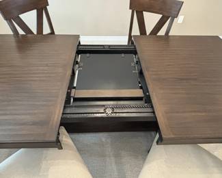 BUY IT NOW! $750.00. Dining table w/six upholstered chairs. 42" W x 68" L x 30" H. (86" L with leaf). Call Jan at 314 960-5700