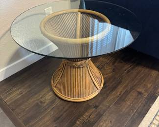 Vintage Rattan & Glass Coffee Table