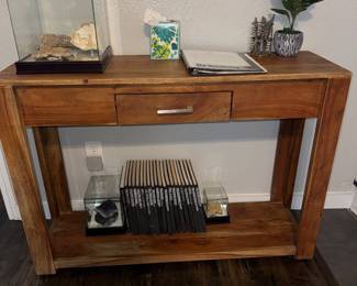 Rustic Solid Wood Console Sofa Table with Open Shelving
