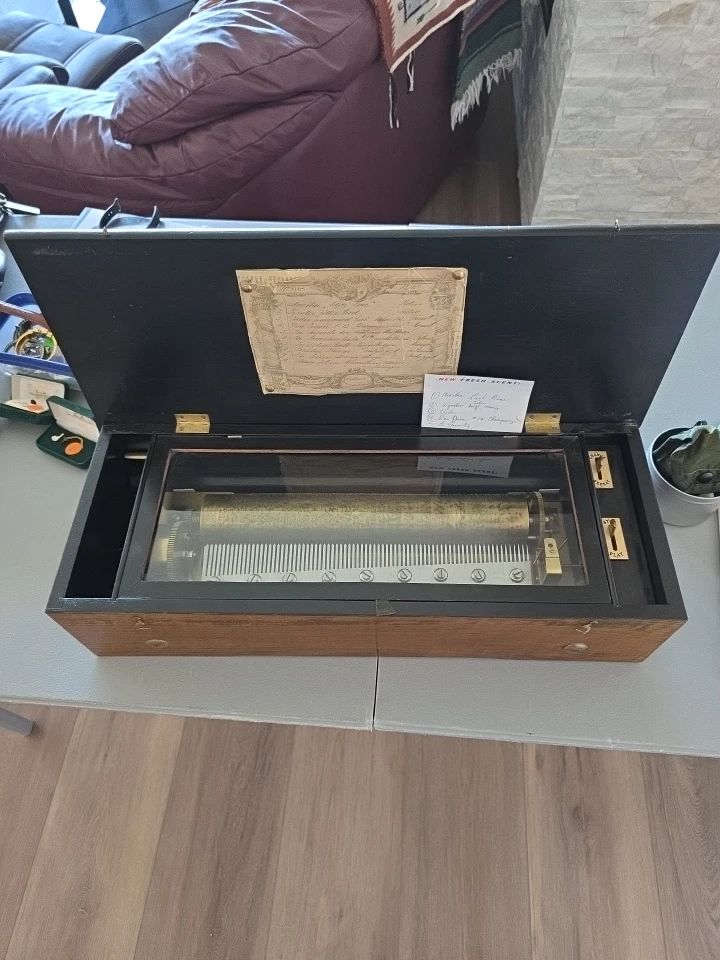 antique Swiss cylinder music box