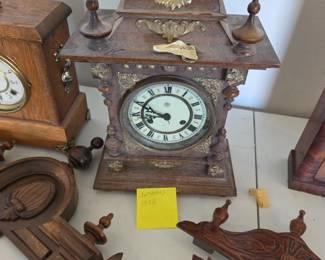 antique German architectural mantel clock, specifically manufactured by Junghans around 1898