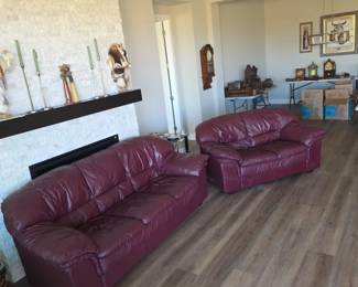 burgundy leather sofa and loveseat set