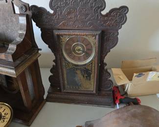 antique American kitchen clock (also widely known by collectors as a "gingerbread clock"