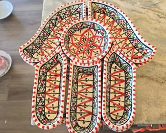 Kamsah Bohemian Red Hamsa Dipping and Serving Set