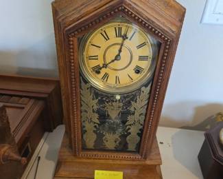 antique Wm. L. Gilbert "Cathedral" or architectural-style mantel clock dating from the late 1890s to early 1900s